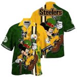 Pittsburgh Steelers Mickey Lucky Charm Green And Gold Hawaiian Shirt