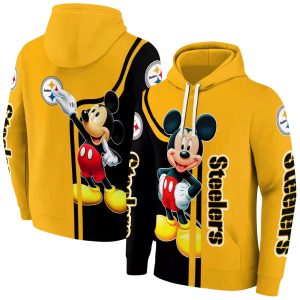 Pittsburgh Steelers Mickey Mouse Gold Black AOP Hoodie