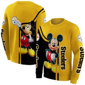 Pittsburgh Steelers Mickey Mouse Gold Black AOP Sweatshirt