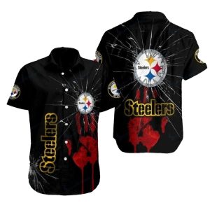 Pittsburgh Steelers Midnight Victory Splatter Hand Halloween Hawaiian Shirt