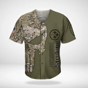 Pittsburgh Steelers Military Skull Baseball Jersey