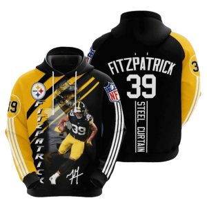 Pittsburgh Steelers Minkah Fitzpatrick Black Gold Stripes AOP Hoodie