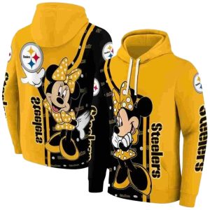Pittsburgh Steelers Minnie Mouse Gold AOP Hoodie