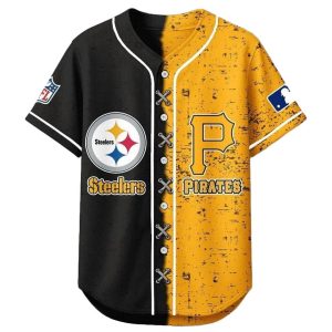 Pittsburgh Steelers Mix Pittsburgh Pirates Sporty New Design Baseball Jersey