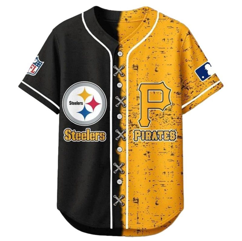 Pittsburgh Steelers Mix Pittsburgh Pirates Sporty New Design Baseball Jersey 1