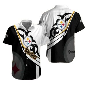 Pittsburgh Steelers Monarch Black And White Hawaiian Shirt