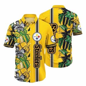 Pittsburgh Steelers Monochrome Foliage Fan Hawaiian Shirt
