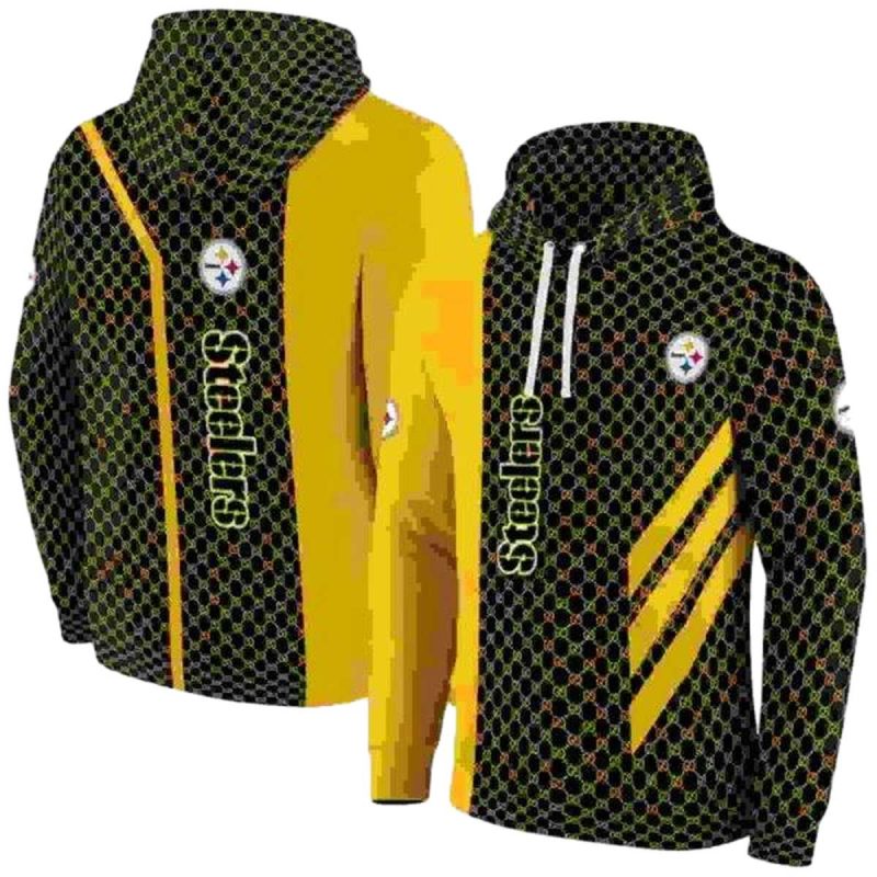 Pittsburgh Steelers Monogram Pattern Gold Aop Hoodie 1