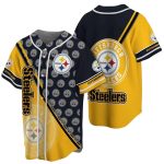 Pittsburgh Steelers Multi Logo Black And Yellow Baseball Jersey