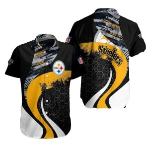 Pittsburgh Steelers Night Game Bold Black Yellow Abstract Hawaiian Shirt