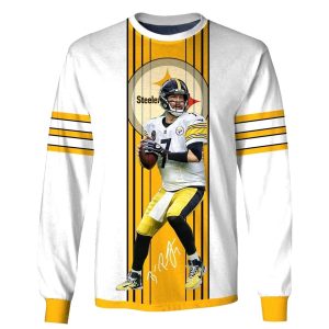 Pittsburgh Steelers No 7 Ben Roethlisberger White Jersey With Signature AOP Sweatshirt