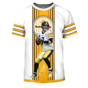 Pittsburgh Steelers No 7 Ben Roethlisberger White Jersey With Signature AOP T-Shirt