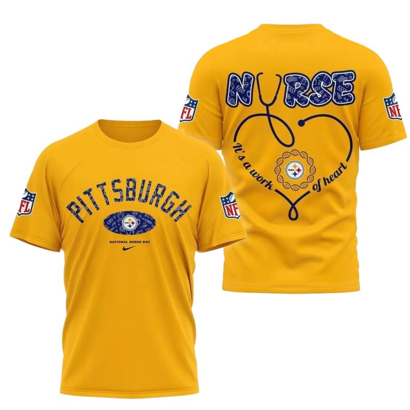 Pittsburgh Steelers Nurses Night Its A World Of Heart Aop T Shirt 1
