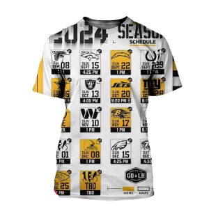 Pittsburgh Steelers Our 2024 Season Schedule Lists Here We Go AOP T-Shirt
