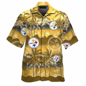 Pittsburgh Steelers Palm Beach Coconut Tree Yellow Pattern Hawaiian Shirt
