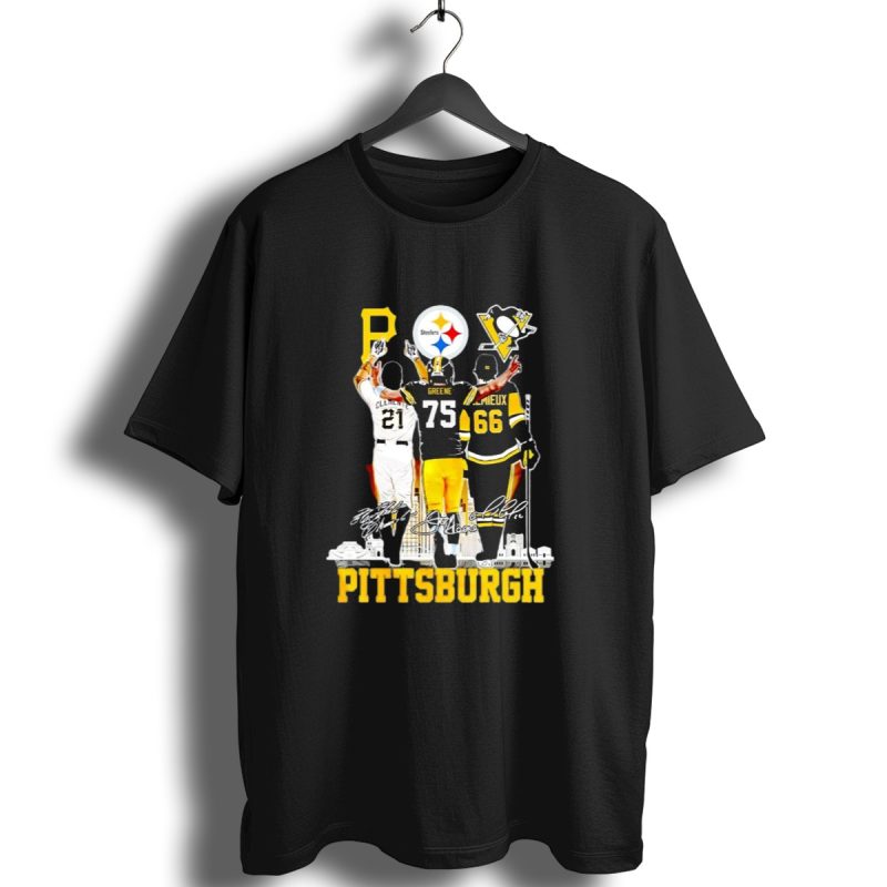 Pittsburgh Steelers Penguins Pirates Clemente Greene Lemieux Signatures T Shirt 1 T Shirt 1