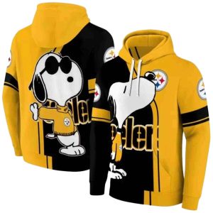 Pittsburgh Steelers Playful Snoopy Gold AOP Hoodie