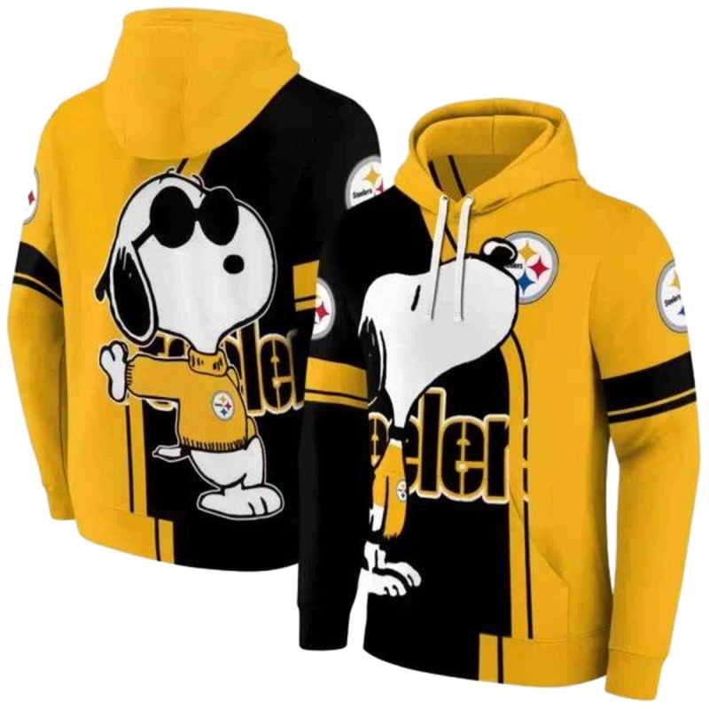 Pittsburgh Steelers Playful Snoopy Gold Aop Hoodie 1