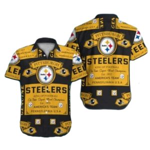 Pittsburgh Steelers Polynesian Pattern Black Gold Hawaiian Shirt