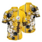 Pittsburgh Steelers Pride Yellow Floral Emblem Hawaiian Shirt