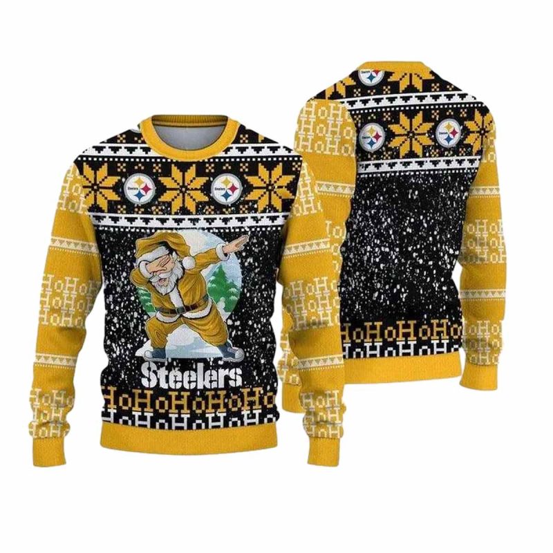 Pittsburgh Steelers Santa Claus Dabbing Ho Ho Ho Ugly Sweater 1