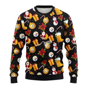 Pittsburgh Steelers Santa Claus Snowman Yellow Black Ugly Sweater