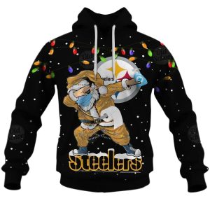 Pittsburgh Steelers Santa Dabbing Merry Quarantine Christmas 2025 AOP Hoodie