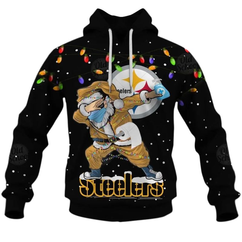 Pittsburgh Steelers Santa Dabbing Merry Quarantine Christmas 2025 Aop Hoodie 1