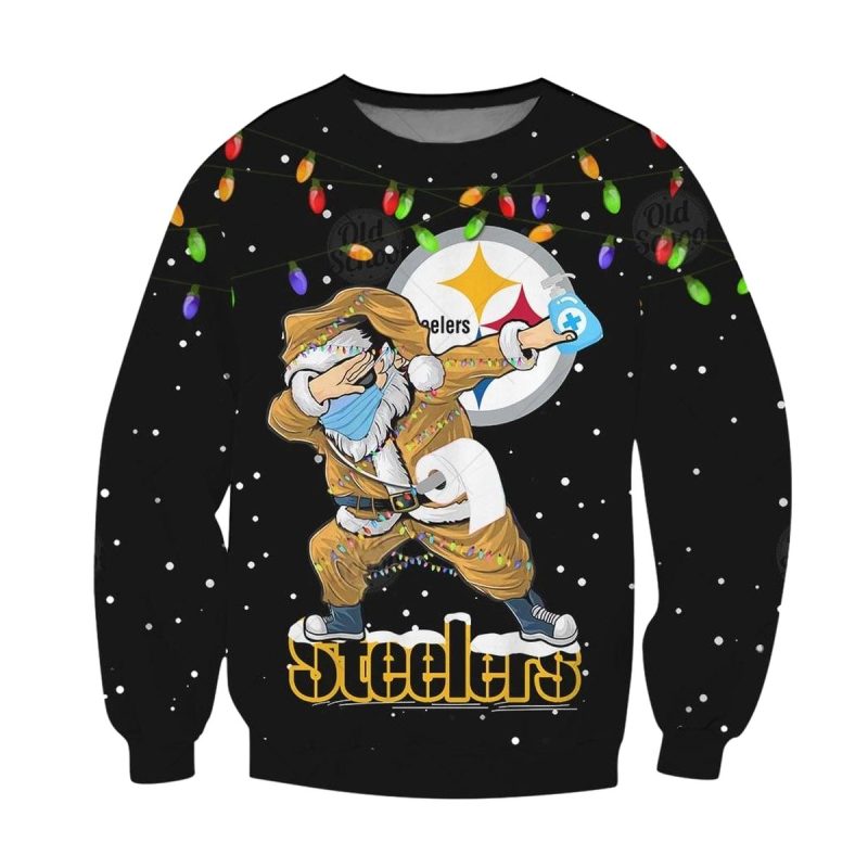 Pittsburgh Steelers Santa Dabbing Merry Quarantine Christmas 2025 Aop Sweatshirt 1