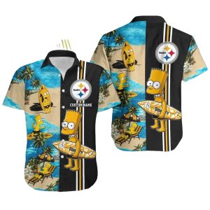 Pittsburgh Steelers Simpsons Surfing Hawaiian Shirt