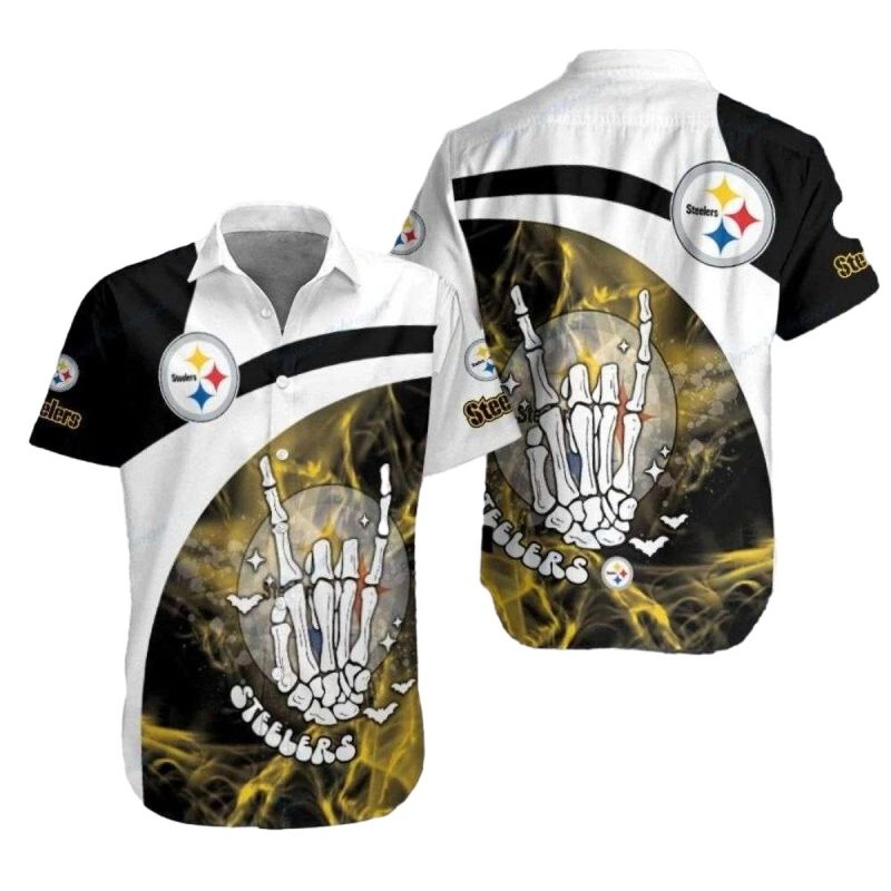 Pittsburgh Steelers Skeleton Celebratory Hawaiian Shirt 1