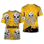 Pittsburgh Steelers Skull For Halloween Graphic AOP T-Shirt