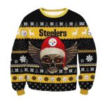 Pittsburgh Steelers Skull Santa Hat Ugly Sweater