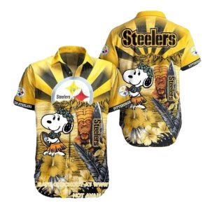 Pittsburgh Steelers Snoopy Cheerful Canine Quarterback Hawaiian Shirt