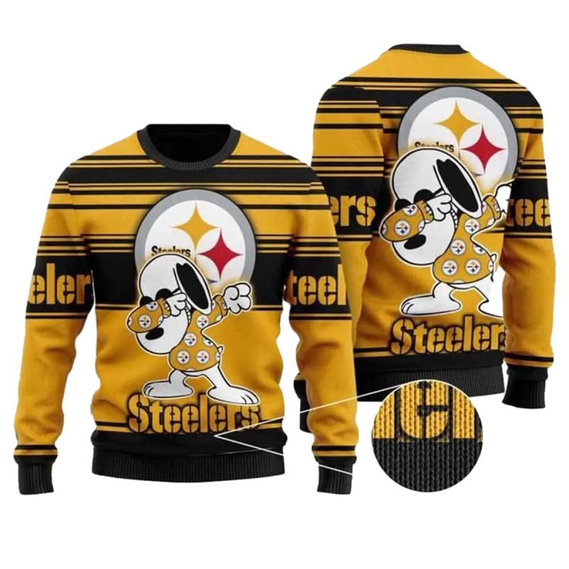 Pittsburgh Steelers Snoopy Dabbing Ugly Sweater 1
