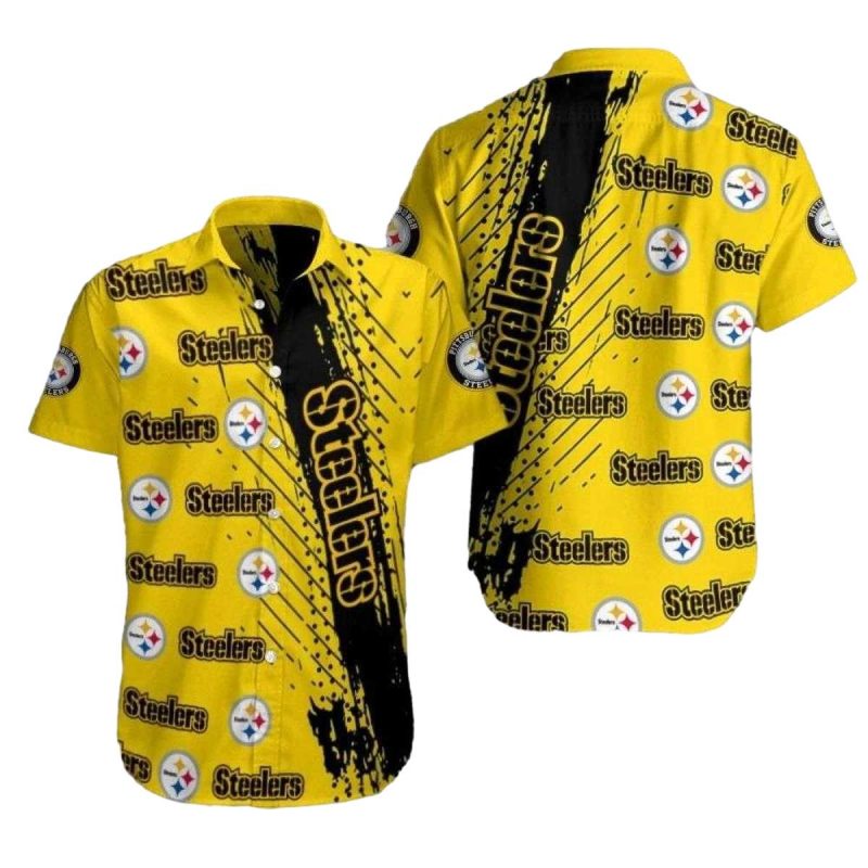 Pittsburgh Steelers Splatter Art Yellow Rush Hawaiian Shirt 1