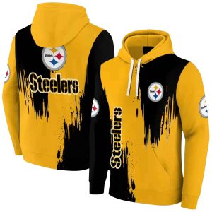 Pittsburgh Steelers Splatter Effect Gold AOP Hoodie