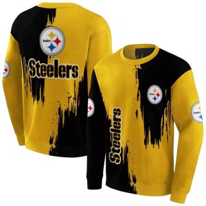 Pittsburgh Steelers Splatter Effect Gold AOP Sweatshirt