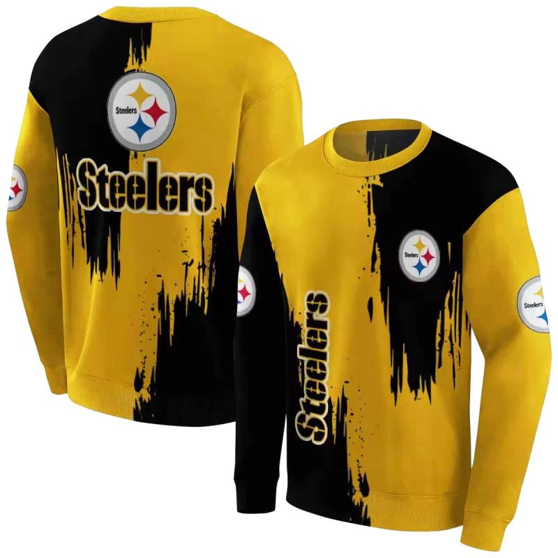 Pittsburgh Steelers Splatter Effect Gold Aop Sweatshirt 1