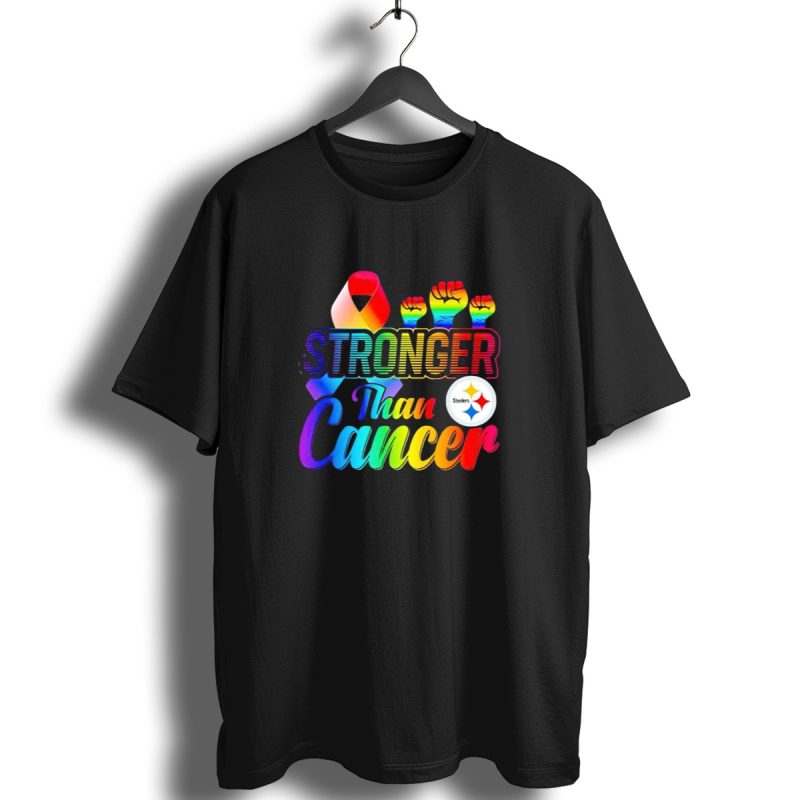 Pittsburgh Steelers Stronger Than Cancer Rainbow Ribbon And Fists T Shirt 1 T Shirt 1