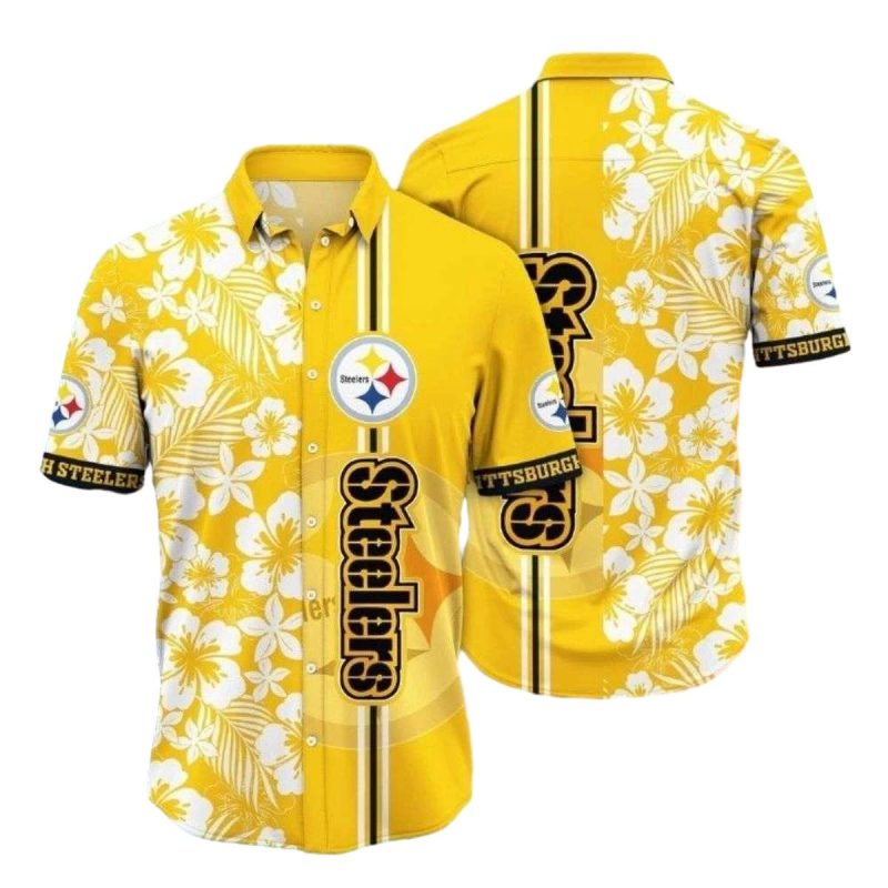 Pittsburgh Steelers Sunny Hibiscus Charm Yellow Hawaiian Shirt 1