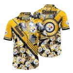 Pittsburgh Steelers Sunshine Flair Yellow Floral Hawaiian Shirt