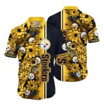 Pittsburgh Steelers Sunshine Floral Blitz Black Hawaiian Shirt