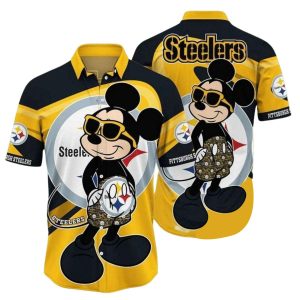 Pittsburgh Steelers Sunshine Steeler Animated Character Casual Mickey Hawaiian Shirt