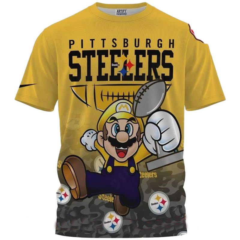 Pittsburgh Steelers Super Mario Aop T Shirt 1