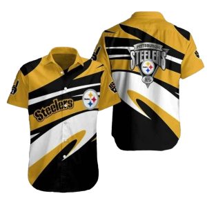 Pittsburgh Steelers Swaying Black And Gold Stripes Hawaiian Shirt