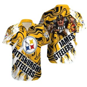 Pittsburgh Steelers Swirl Pattern And Team Logo Hawaiian Shirt