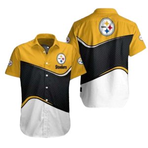 Pittsburgh Steelers Swoosh Golden Swirl Fan Design Hawaiian Shirt