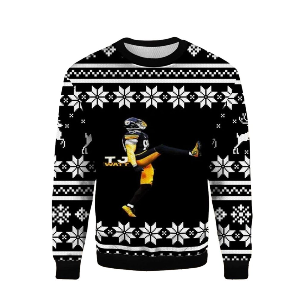 Pittsburgh Steelers Tj Watt Christmas Black Ugly Sweater 1
