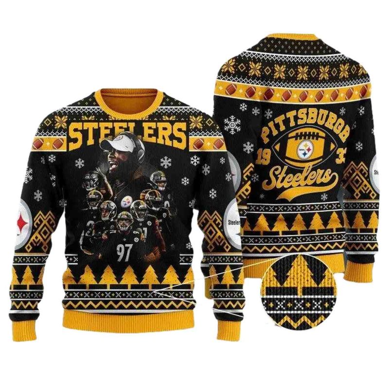 Pittsburgh Steelers Team Black Golden Ugly Sweater 1